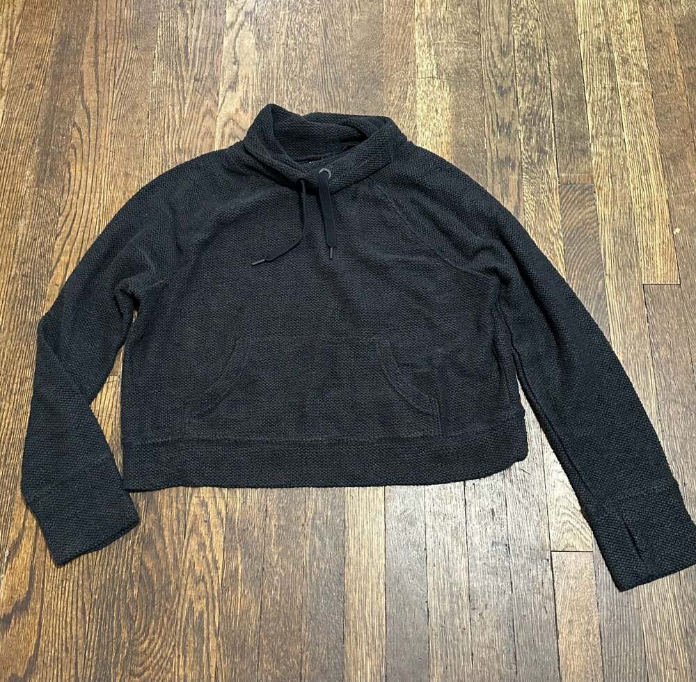 OFFLINE by Aerie Cozy Black Textured Fleece Funnel Neck Pullover Sweatshirt M
